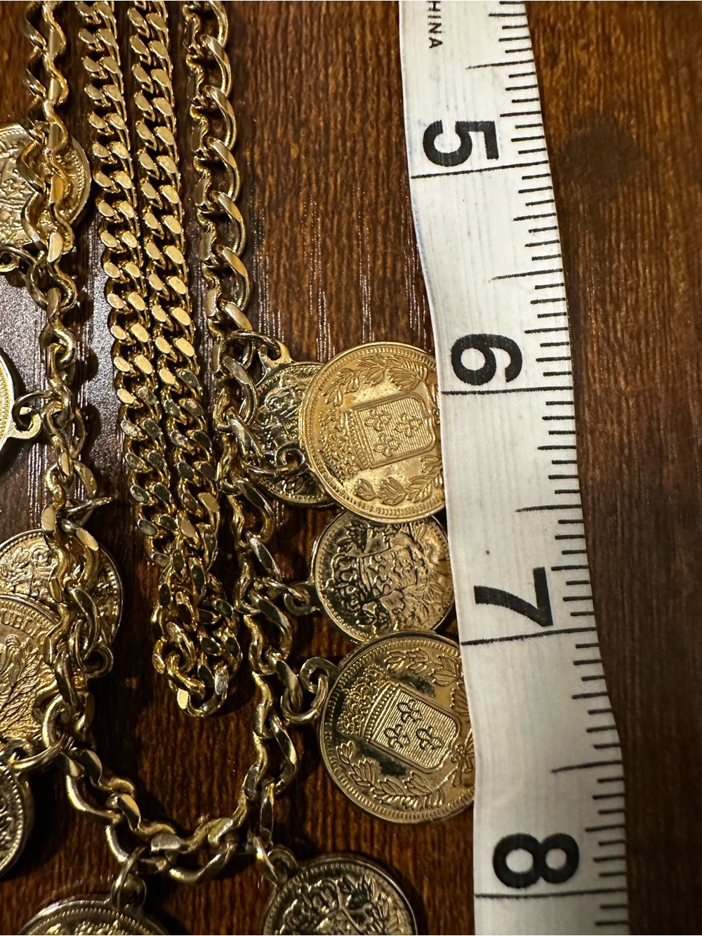Gold Tone Coin Charm Choker Necklace - Women Jewelry - Picture 6 of 6